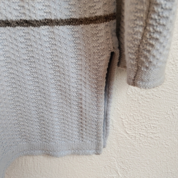 LANDS END Cotton Tunic Ombre Stripe Sky Blue Gray Long Boatneck Sweater 10-12 - Picture 7 of 11